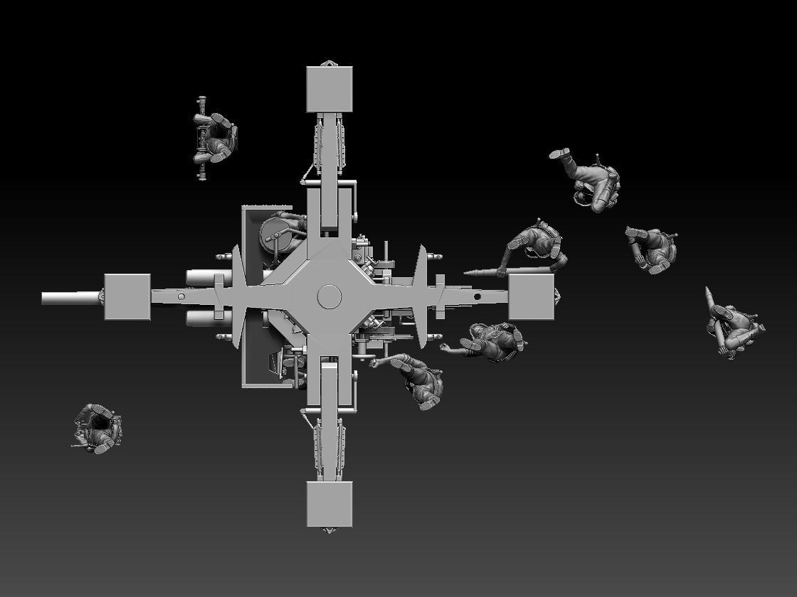 Flak 88 and soldiers 3D print model_21