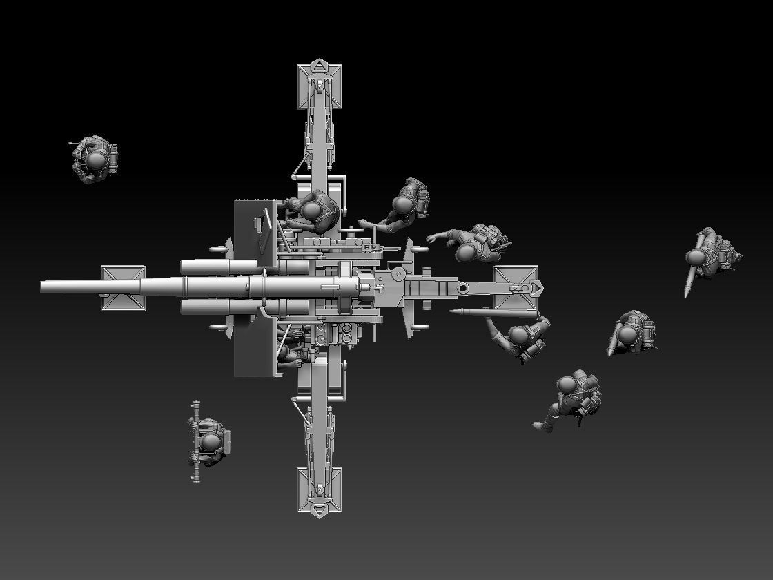 Flak 88 and soldiers 3D print model_17