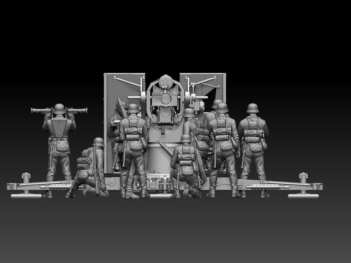Flak 88 and soldiers 3D print model_13