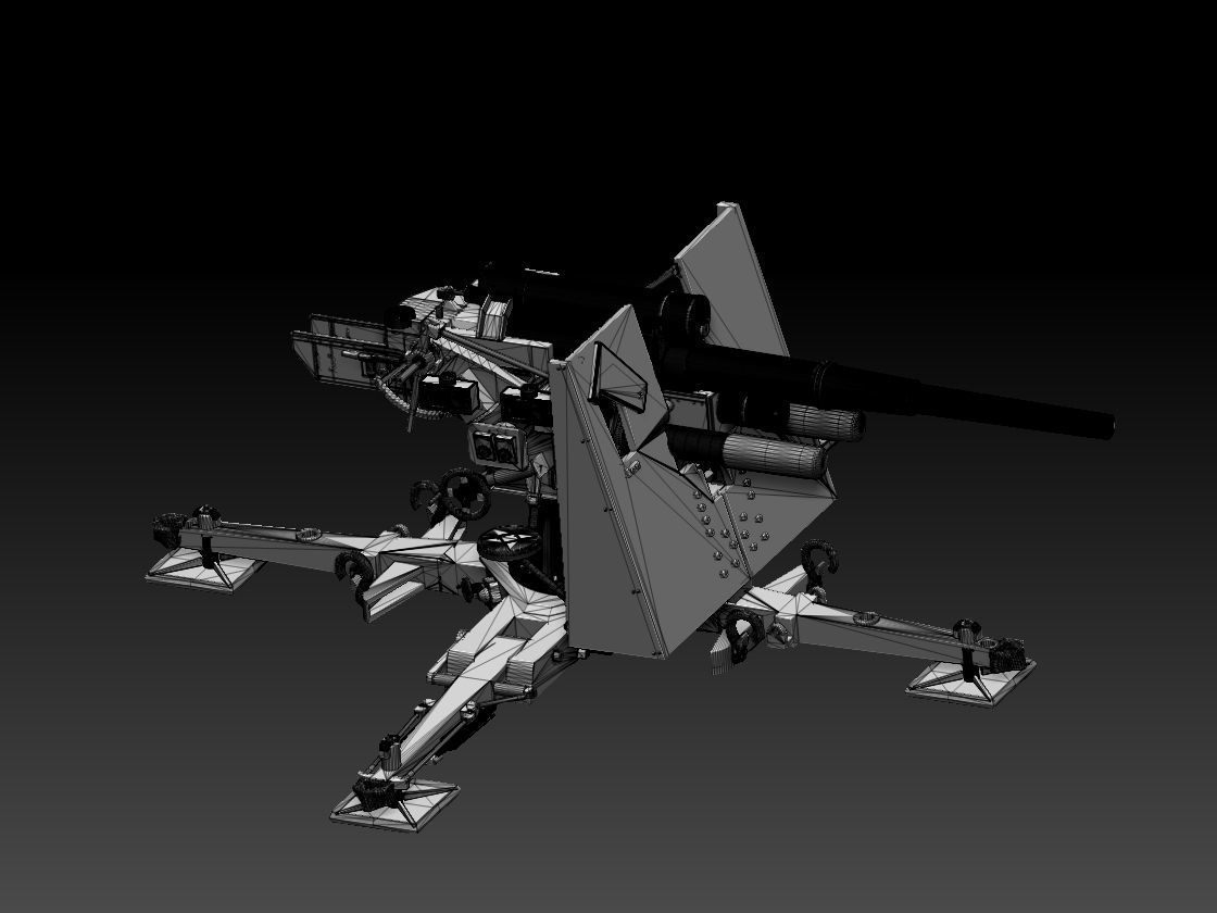 Flak 88 and soldiers 3D print model_20