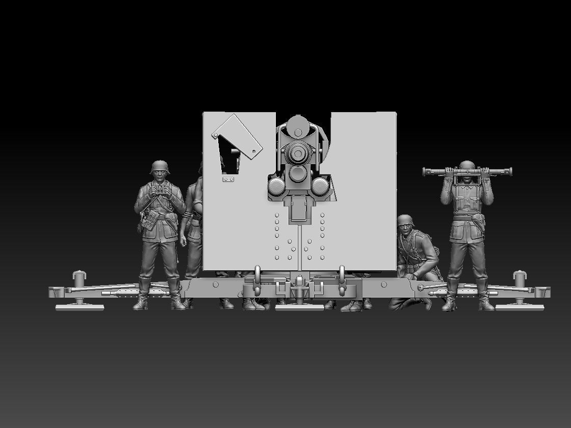 Flak 88 and soldiers 3D print model_5