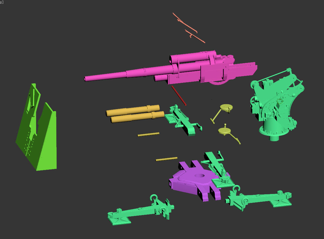 Flak 88 and soldiers 3D print model_4