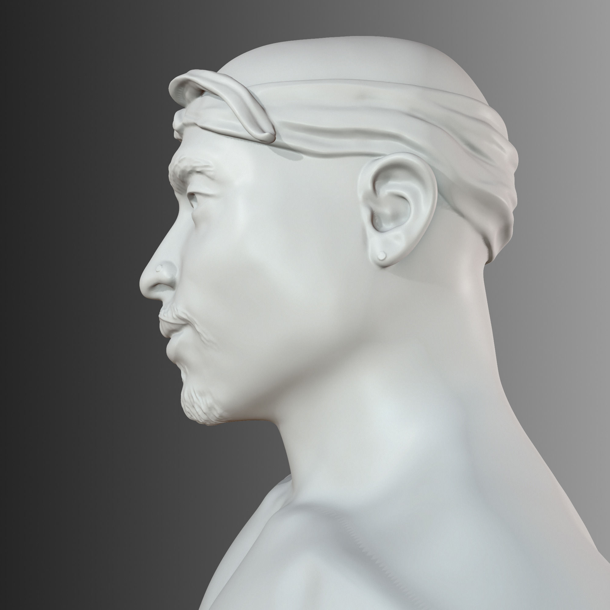 2 Pac bust of man with no shirt 3D print model_11