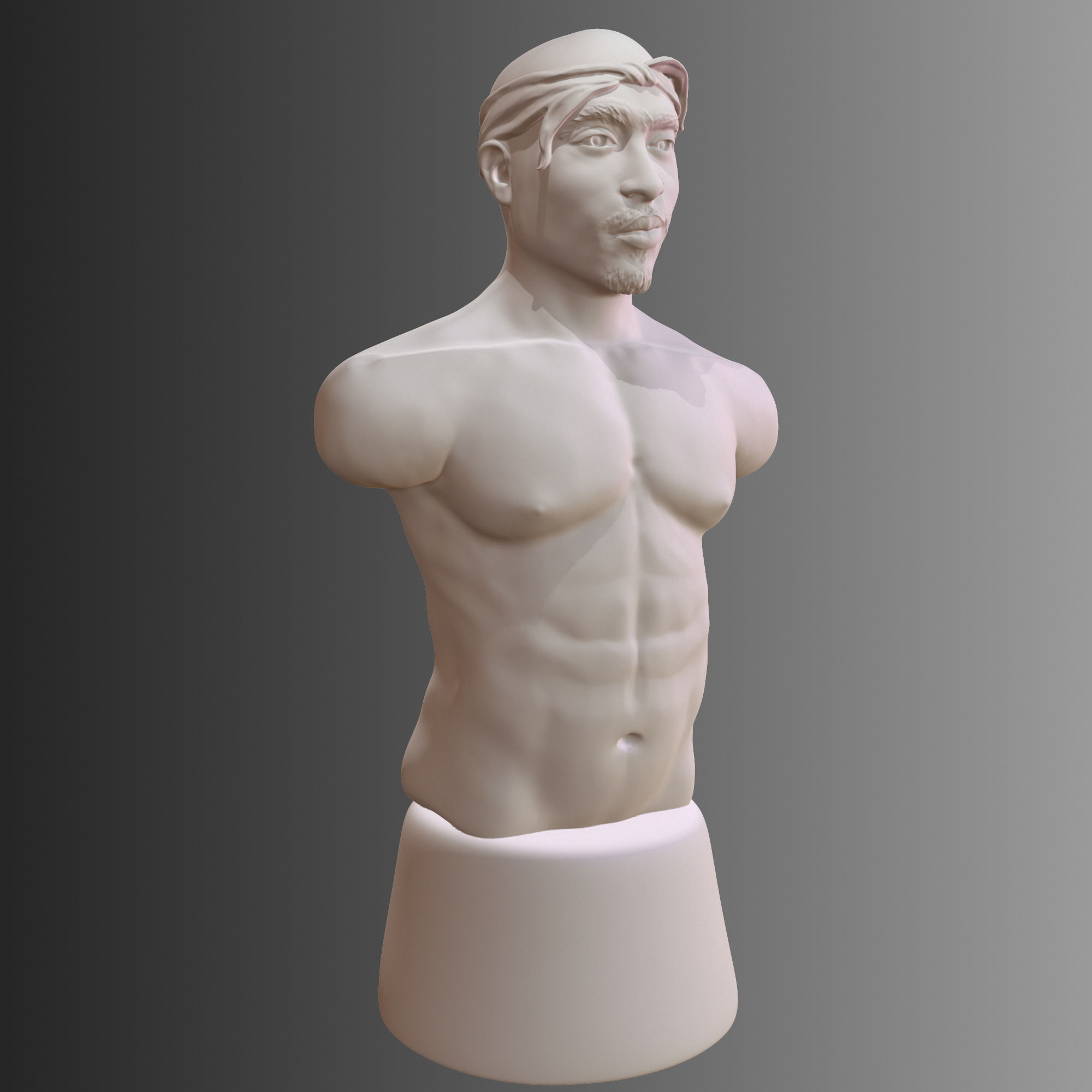 2 Pac bust of man with no shirt 3D print model_10