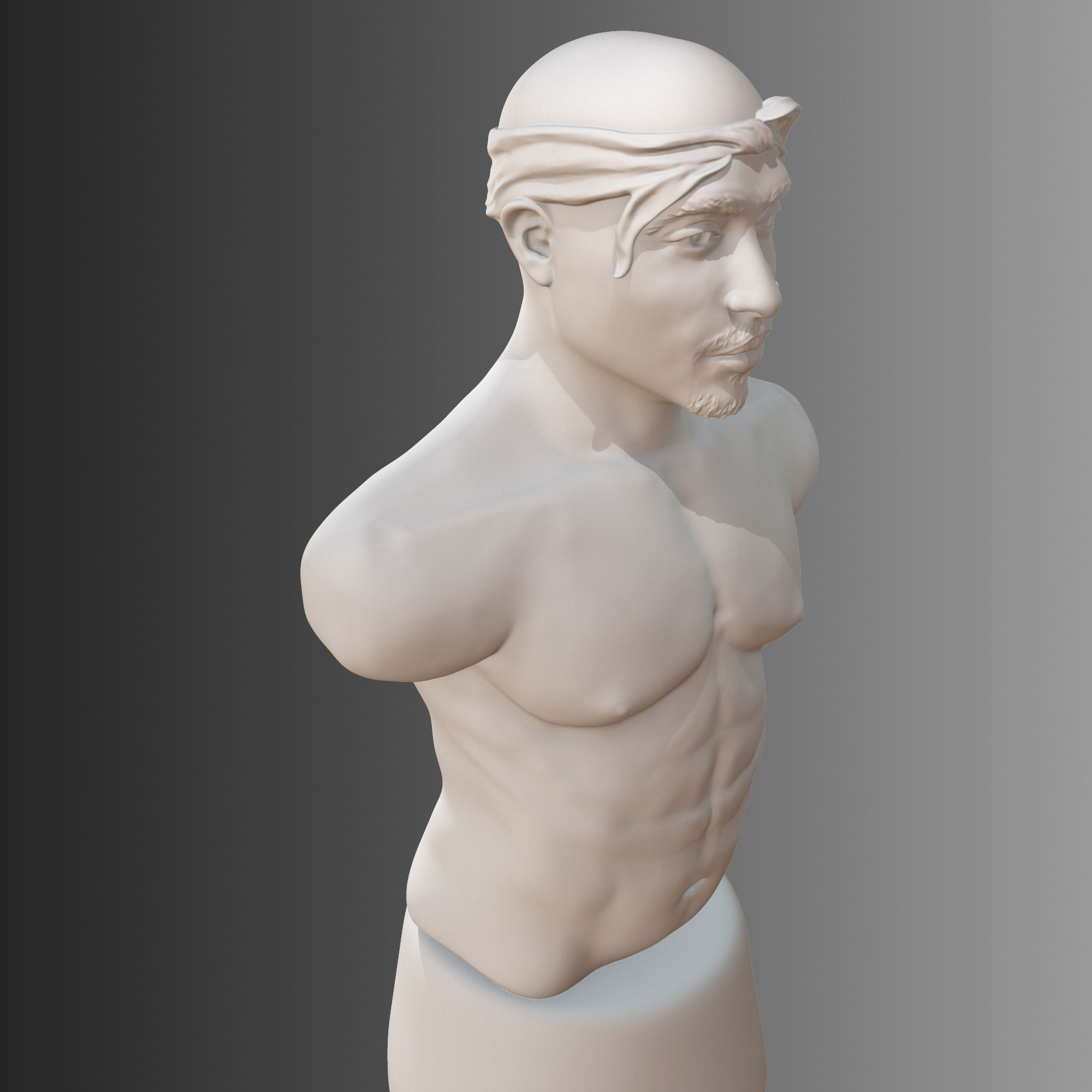 2 Pac bust of man with no shirt 3D print model_6