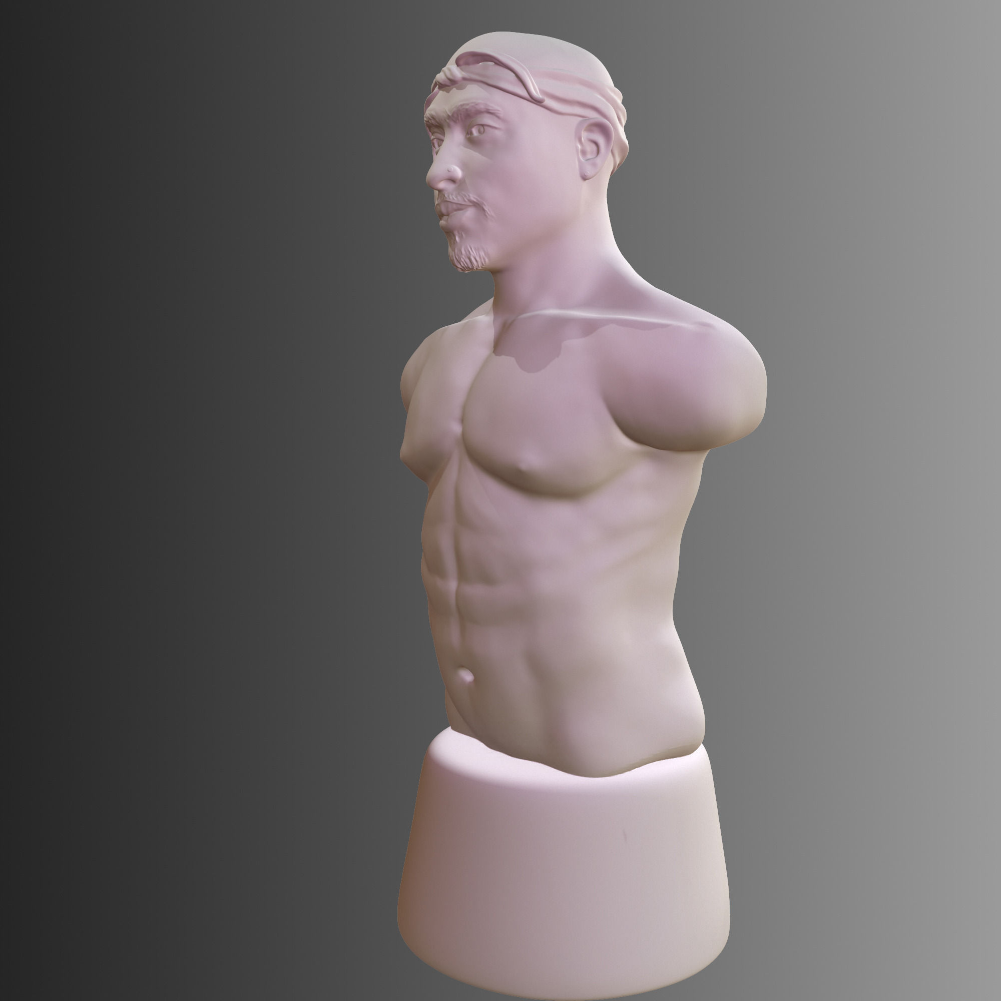 2 Pac bust of man with no shirt 3D print model_8