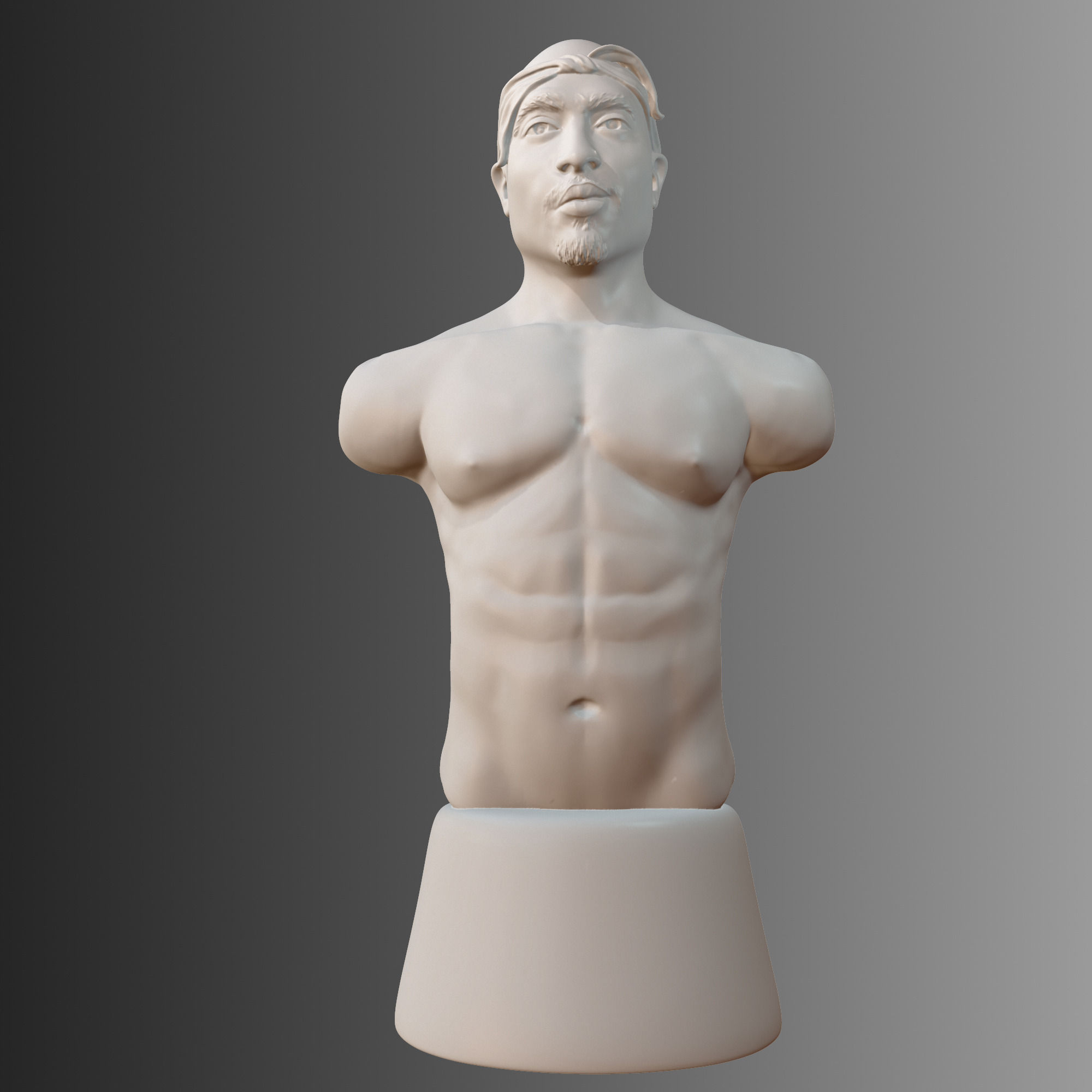 2 Pac bust of man with no shirt 3D print model_7