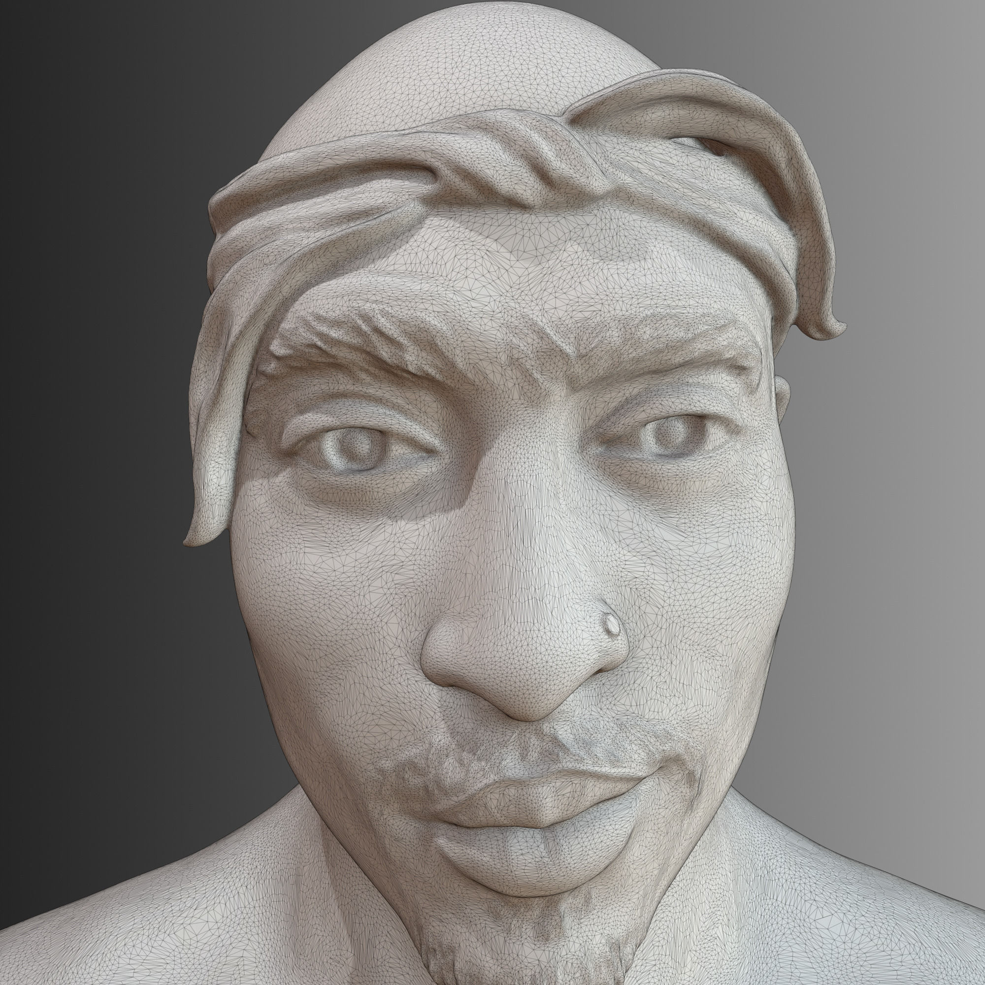 2 Pac bust of man with no shirt 3D print model_12