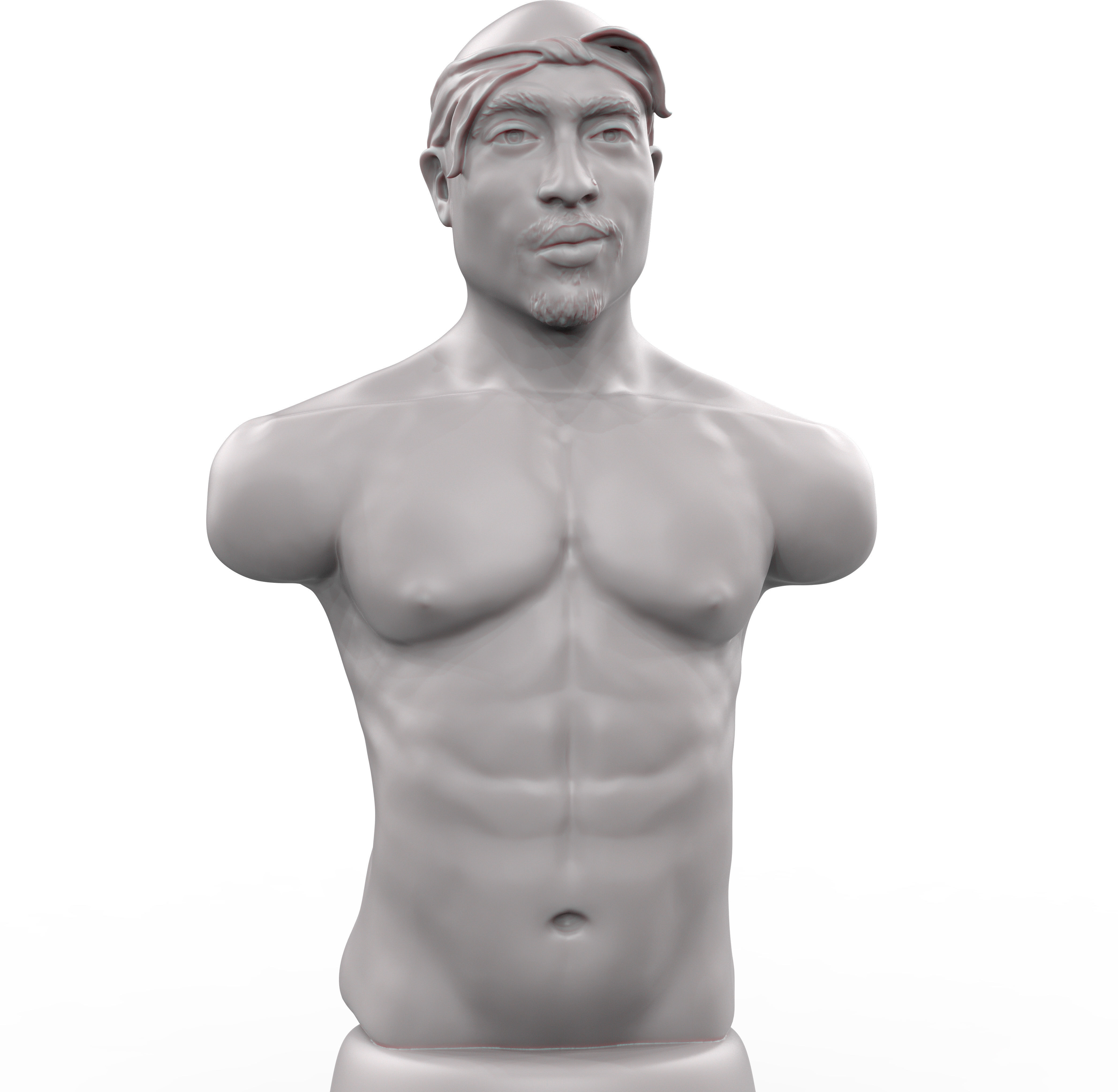 2 Pac bust of man with no shirt 3D print model_1