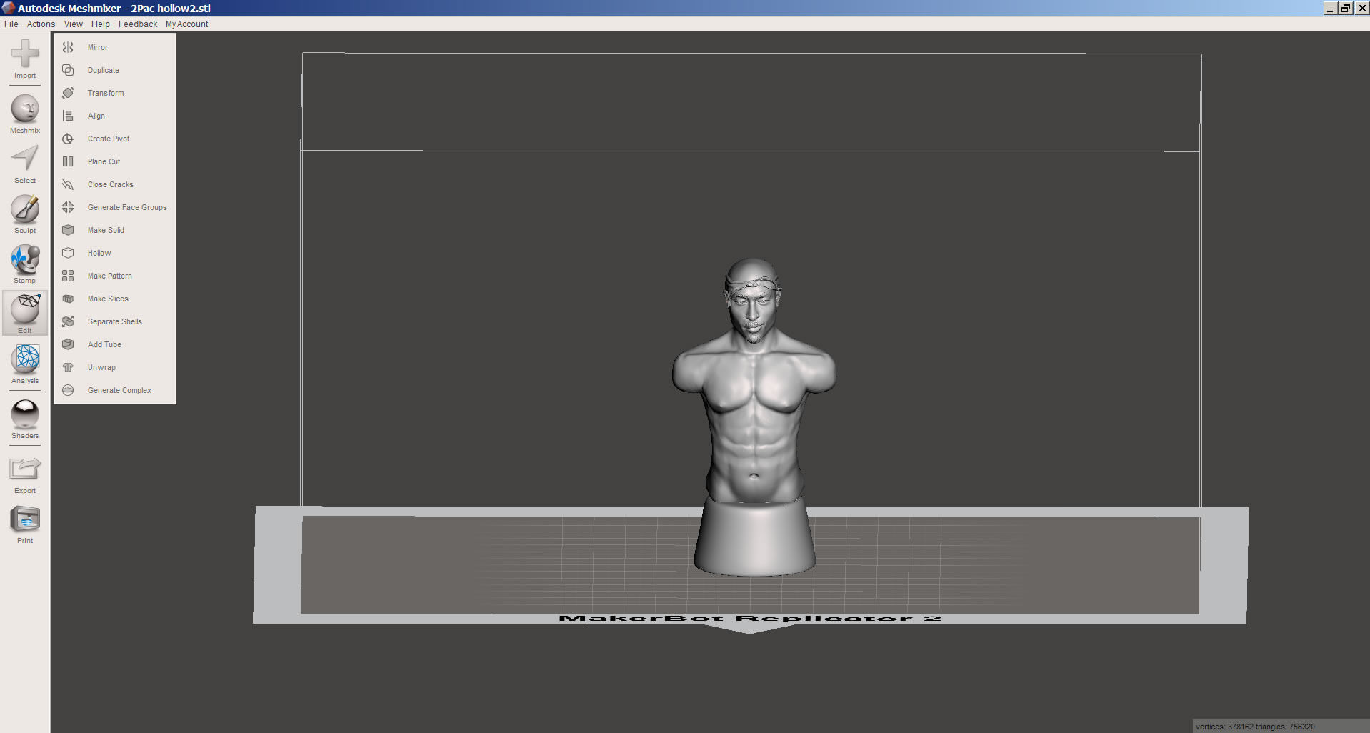 2 Pac bust of man with no shirt 3D print model_13