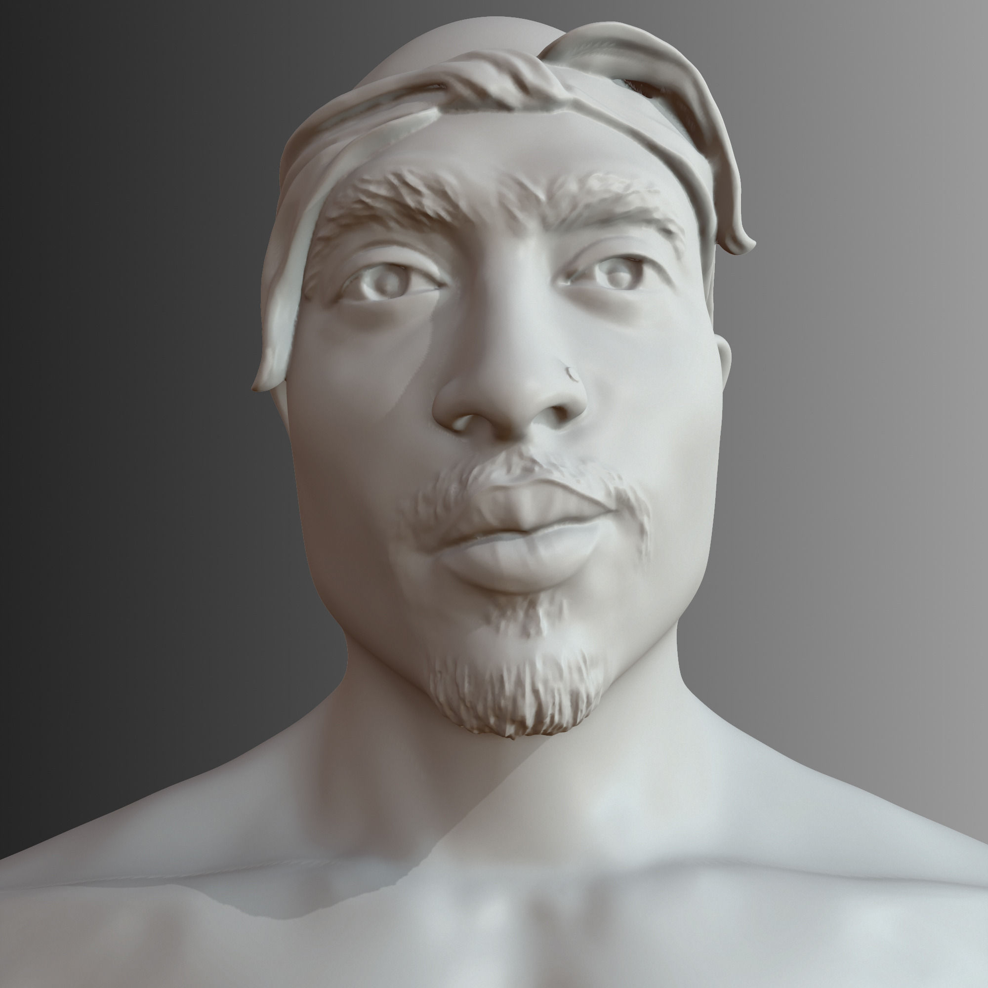 2 Pac bust of man with no shirt 3D print model_2