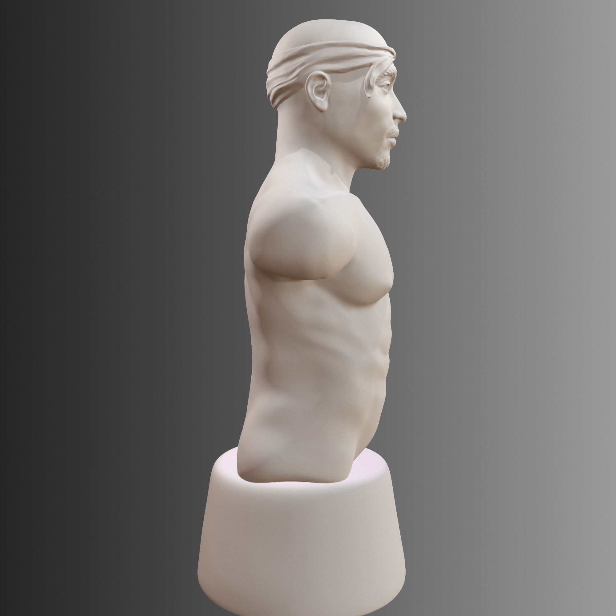 2 Pac bust of man with no shirt 3D print model_9