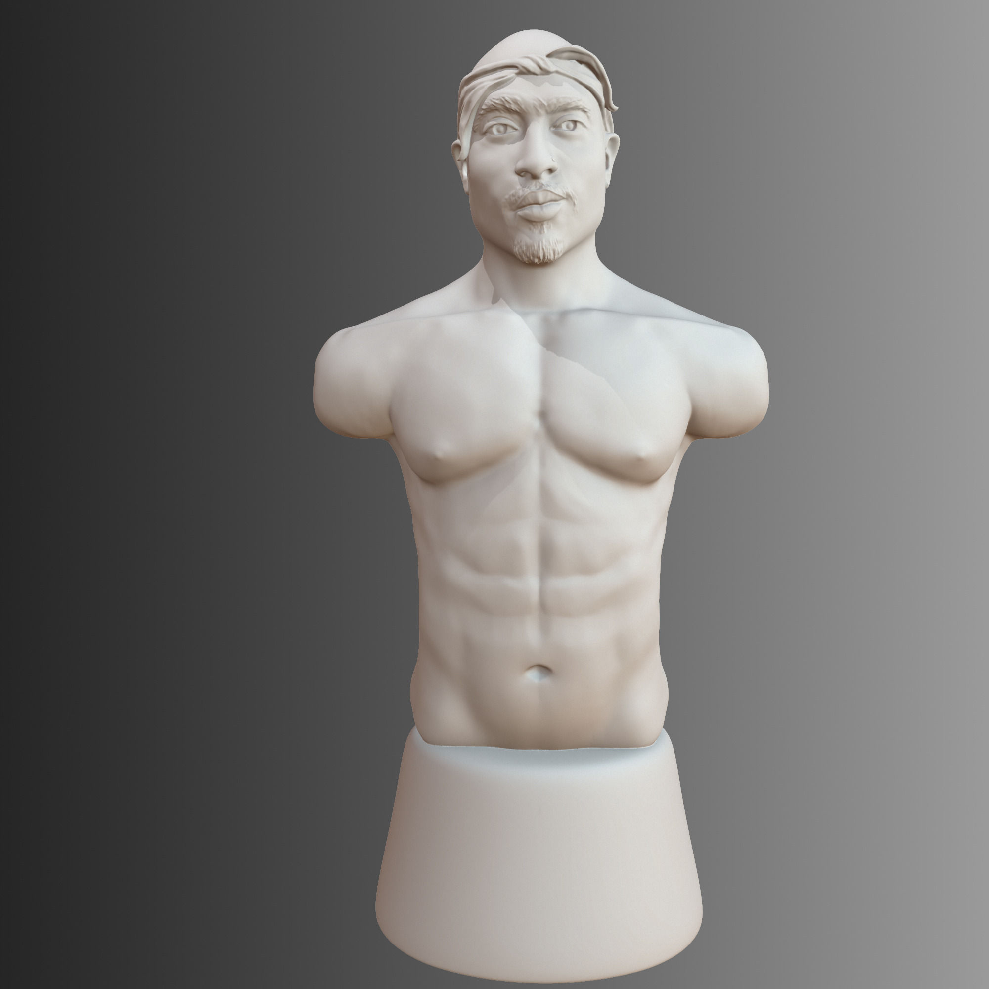 2 Pac bust of man with no shirt 3D print model_5