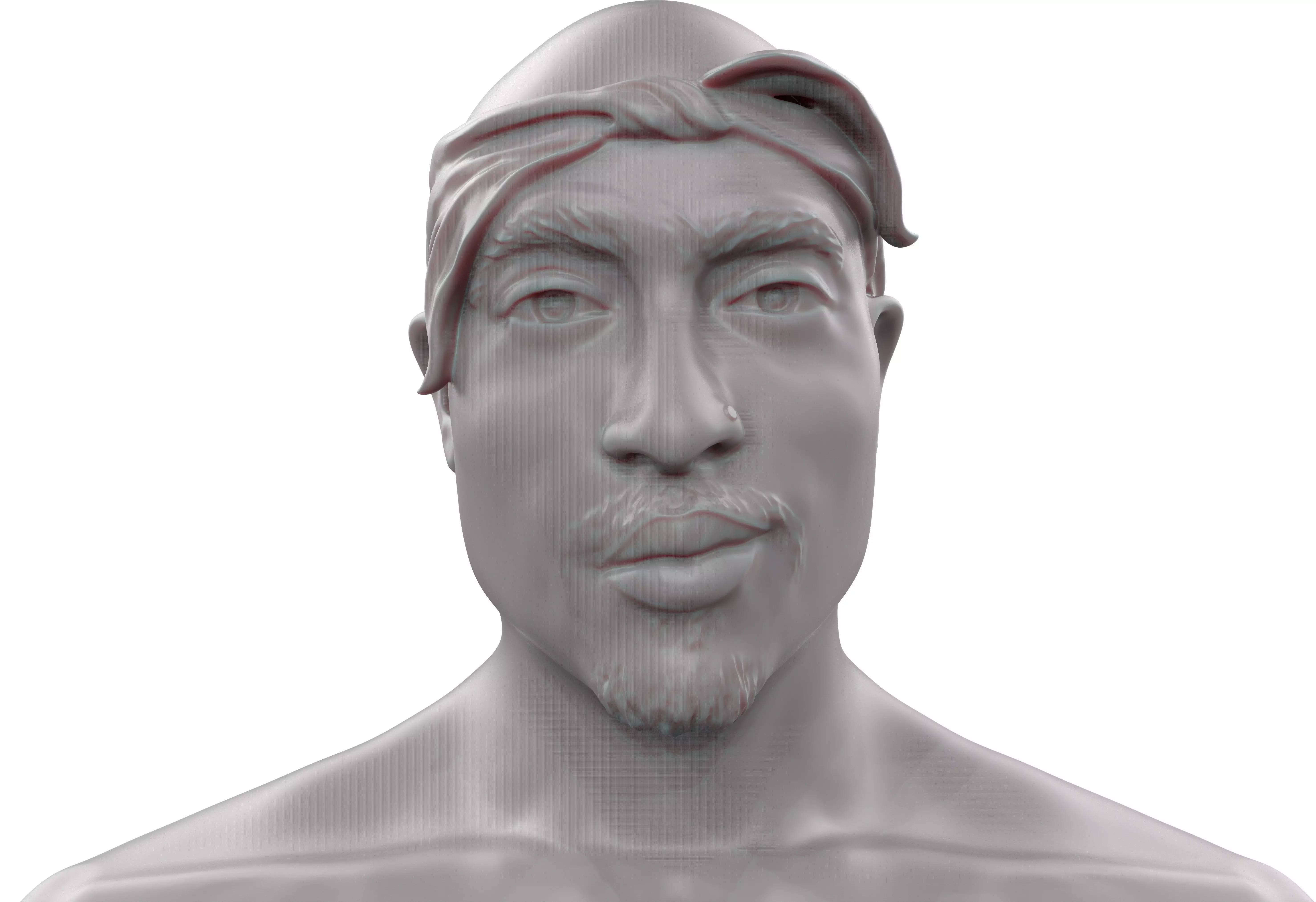 2 Pac bust of man with no shirt 3D print model_0