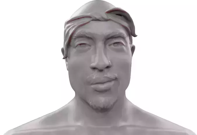 2 Pac bust of man with no shirt 3D print model