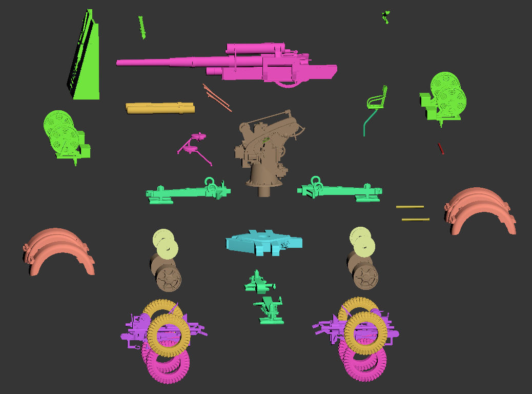 Flak 88 and soldiers 3D print model_4