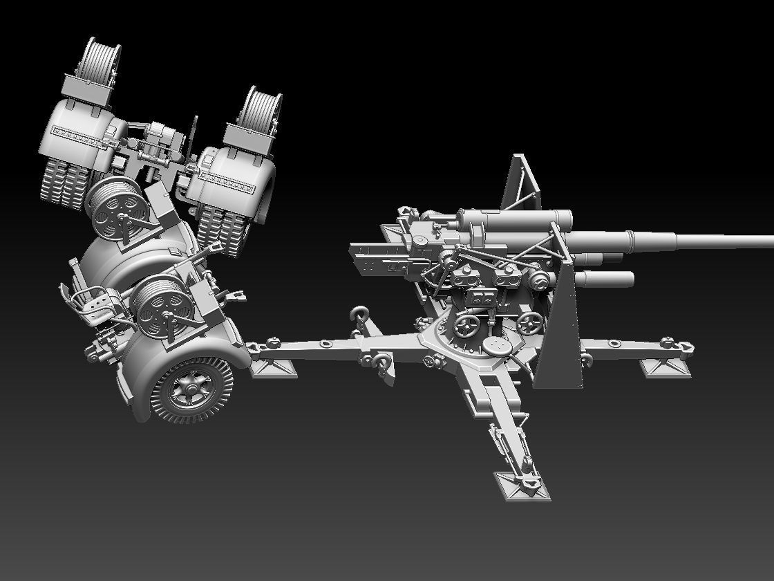 Flak 88 and soldiers 3D print model_5