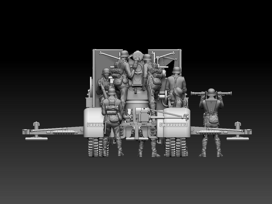 Flak 88 and soldiers 3D print model_16