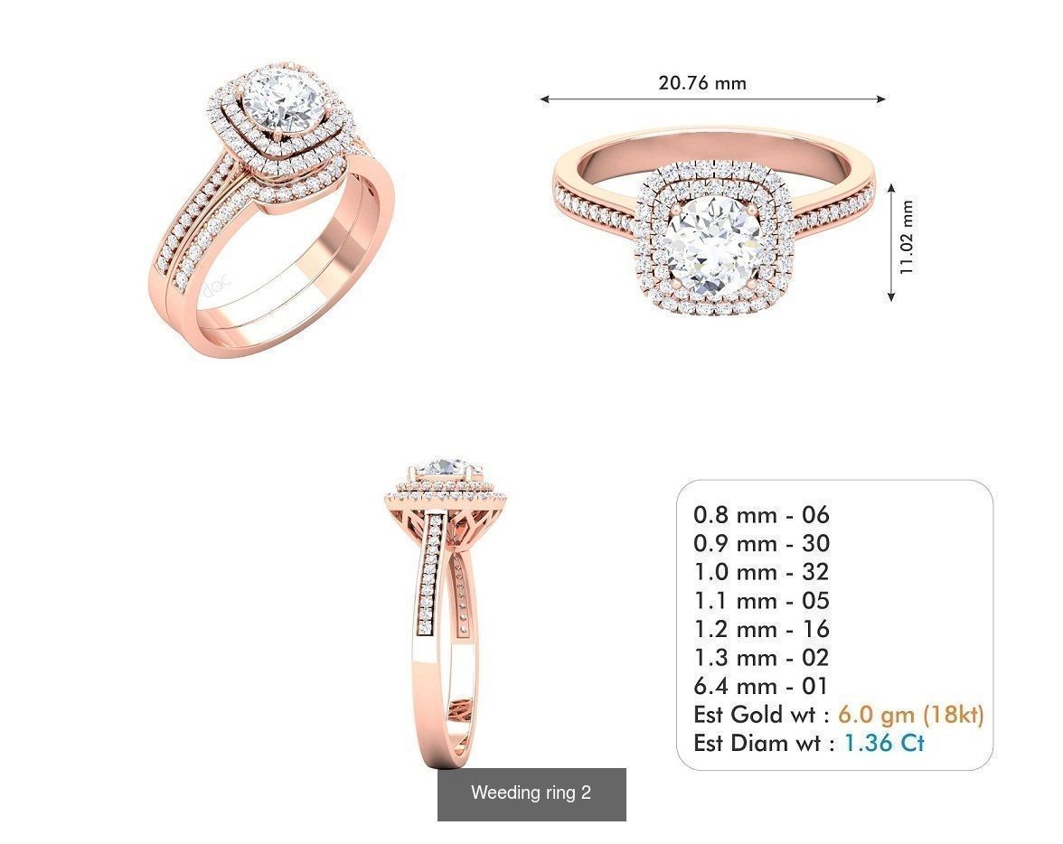 custom 18k diamond engagement rings 3D Model Collection_20