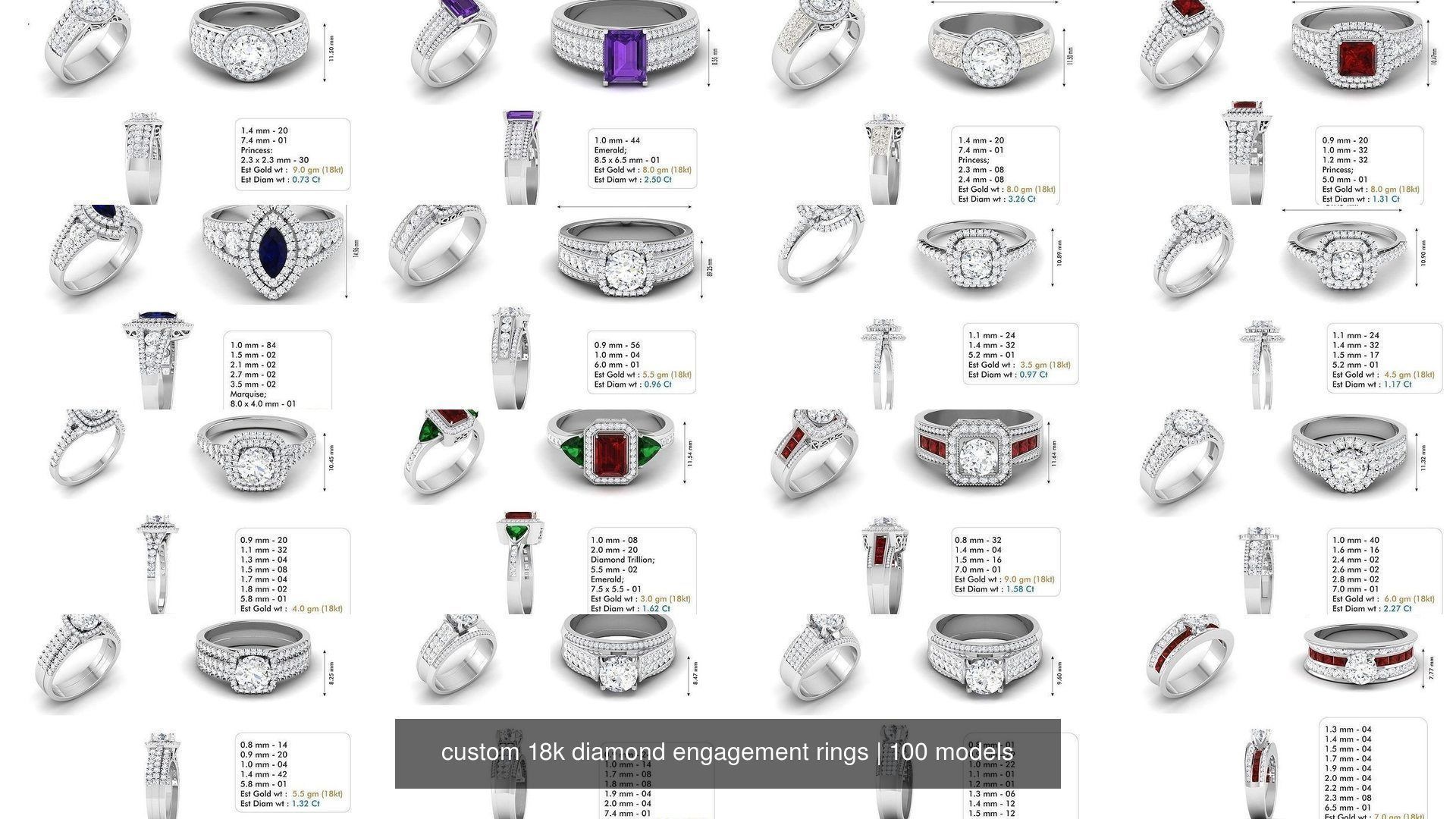 custom 18k diamond engagement rings 3D Model Collection_8