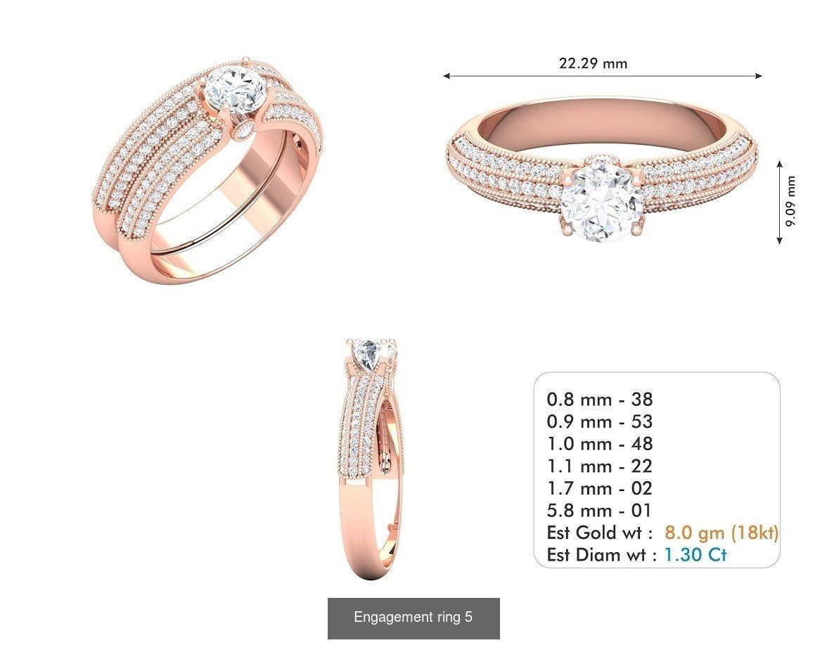 custom 18k diamond engagement rings 3D Model Collection_23