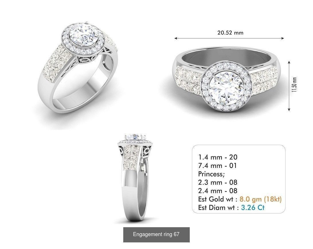 custom 18k diamond engagement rings 3D Model Collection_85