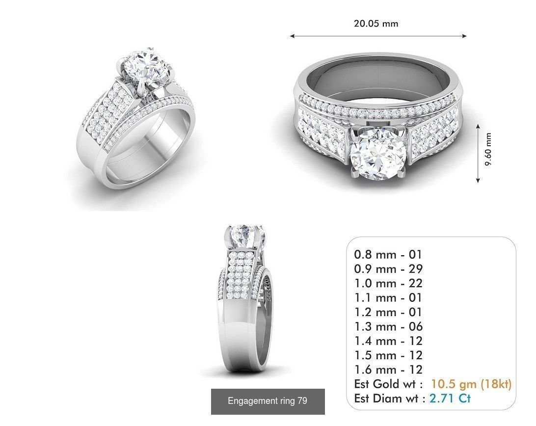 custom 18k diamond engagement rings 3D Model Collection_97