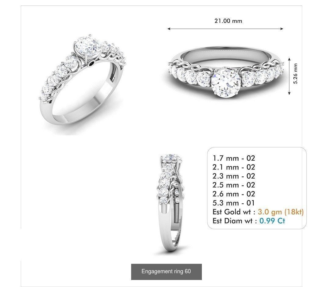 custom 18k diamond engagement rings 3D Model Collection_78