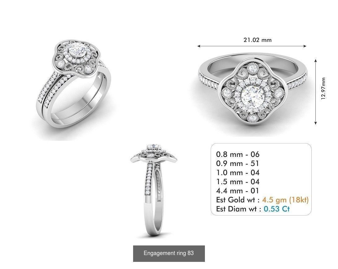 custom 18k diamond engagement rings 3D Model Collection_101