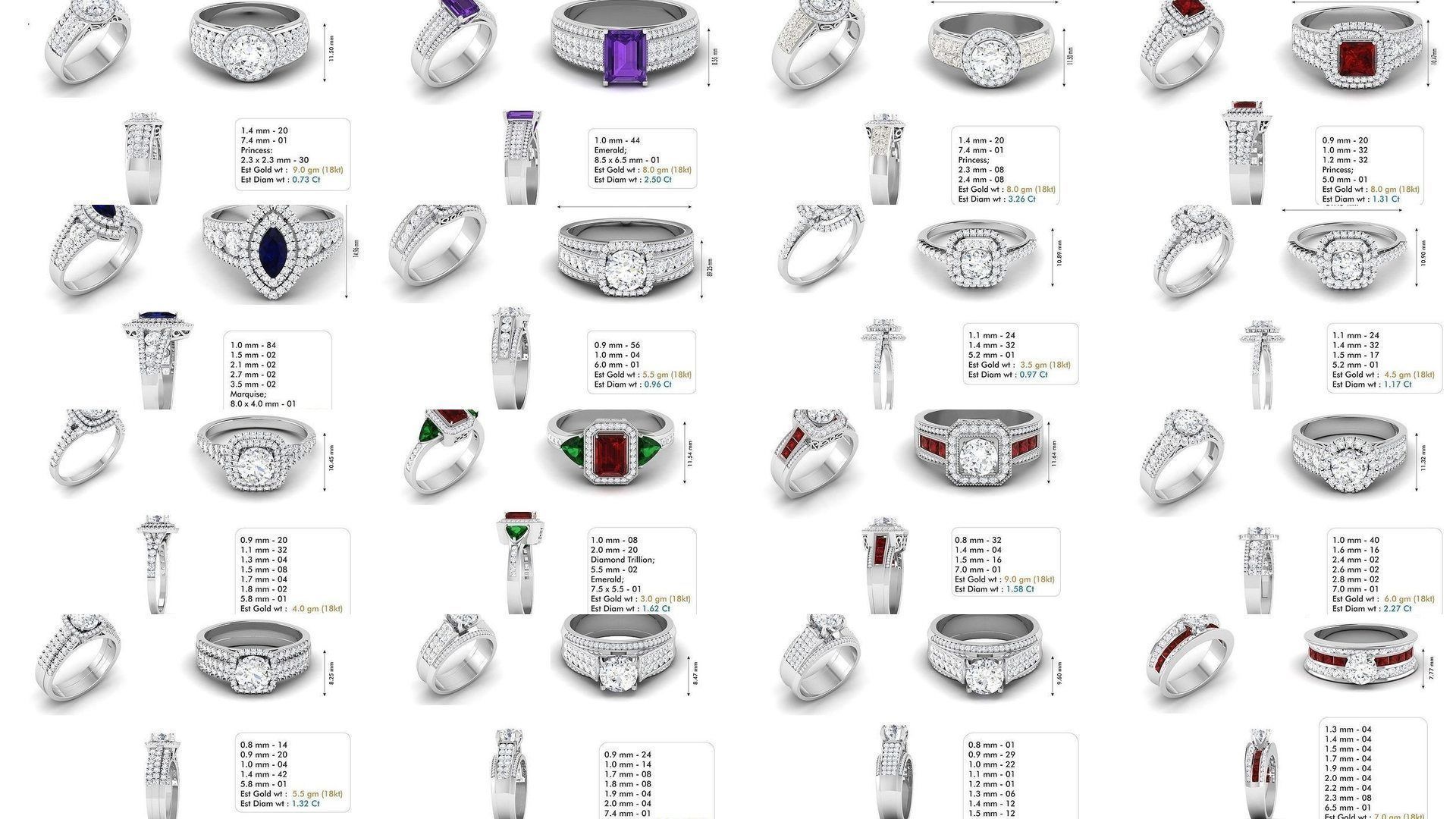 custom 18k diamond engagement rings 3D Model Collection_15