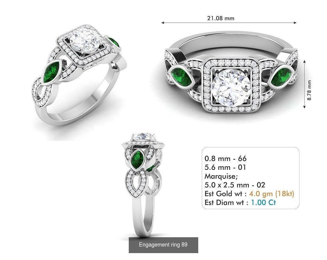 custom 18k diamond engagement rings 3D Model Collection_107