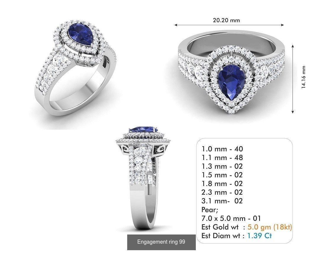 custom 18k diamond engagement rings 3D Model Collection_117