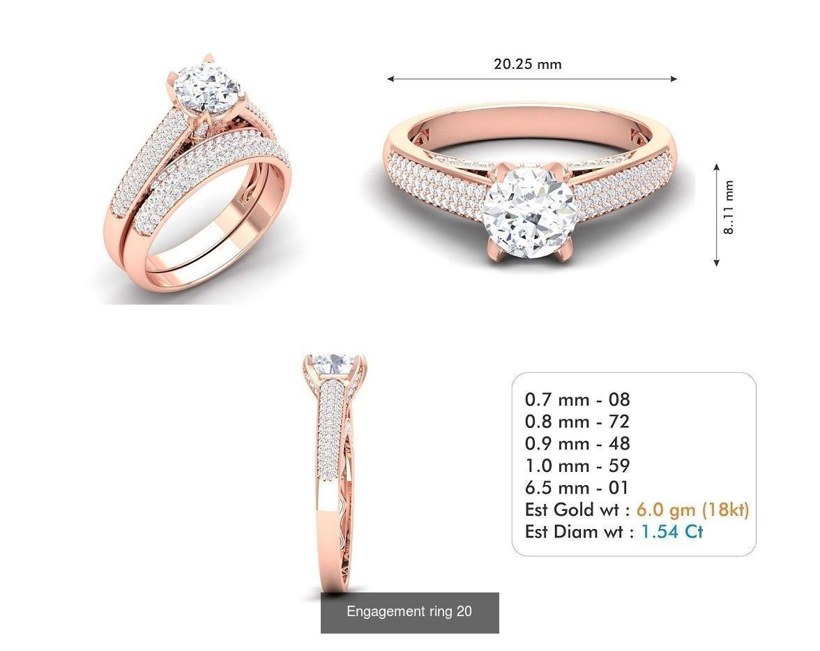 custom 18k diamond engagement rings 3D Model Collection_38
