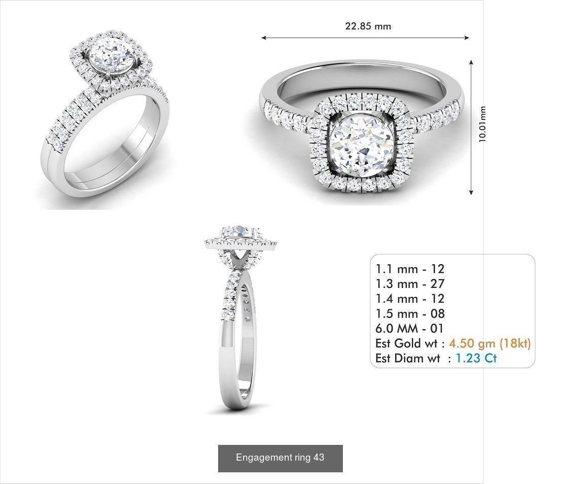 custom 18k diamond engagement rings 3D Model Collection_61
