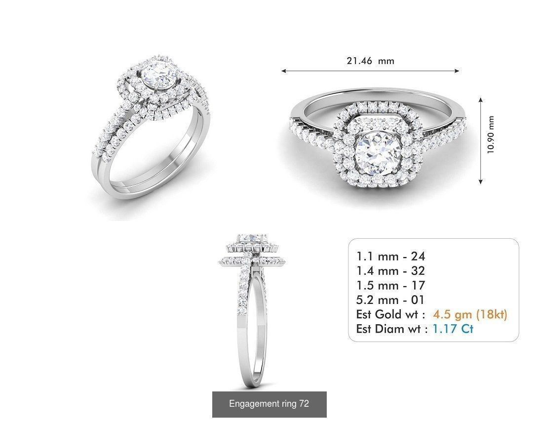 custom 18k diamond engagement rings 3D Model Collection_90