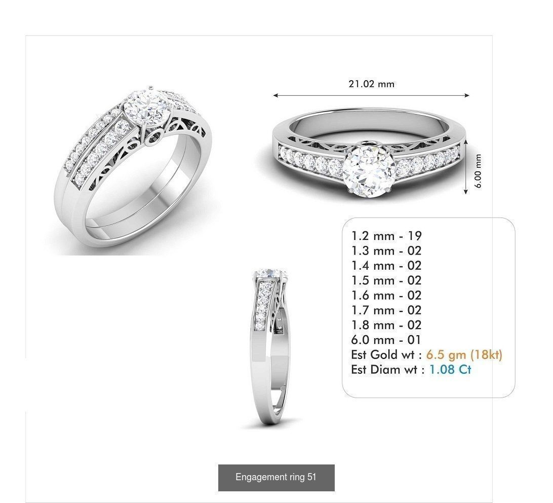 custom 18k diamond engagement rings 3D Model Collection_69