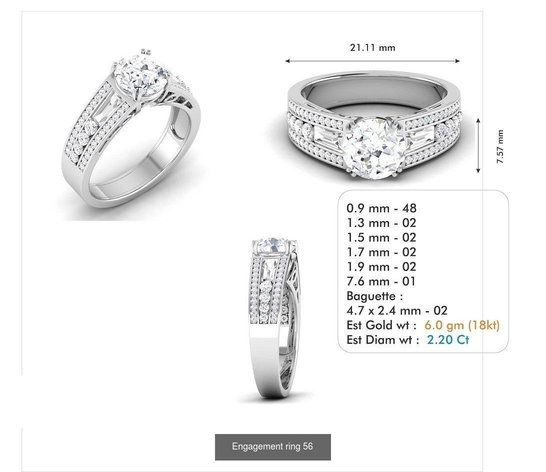 custom 18k diamond engagement rings 3D Model Collection_74