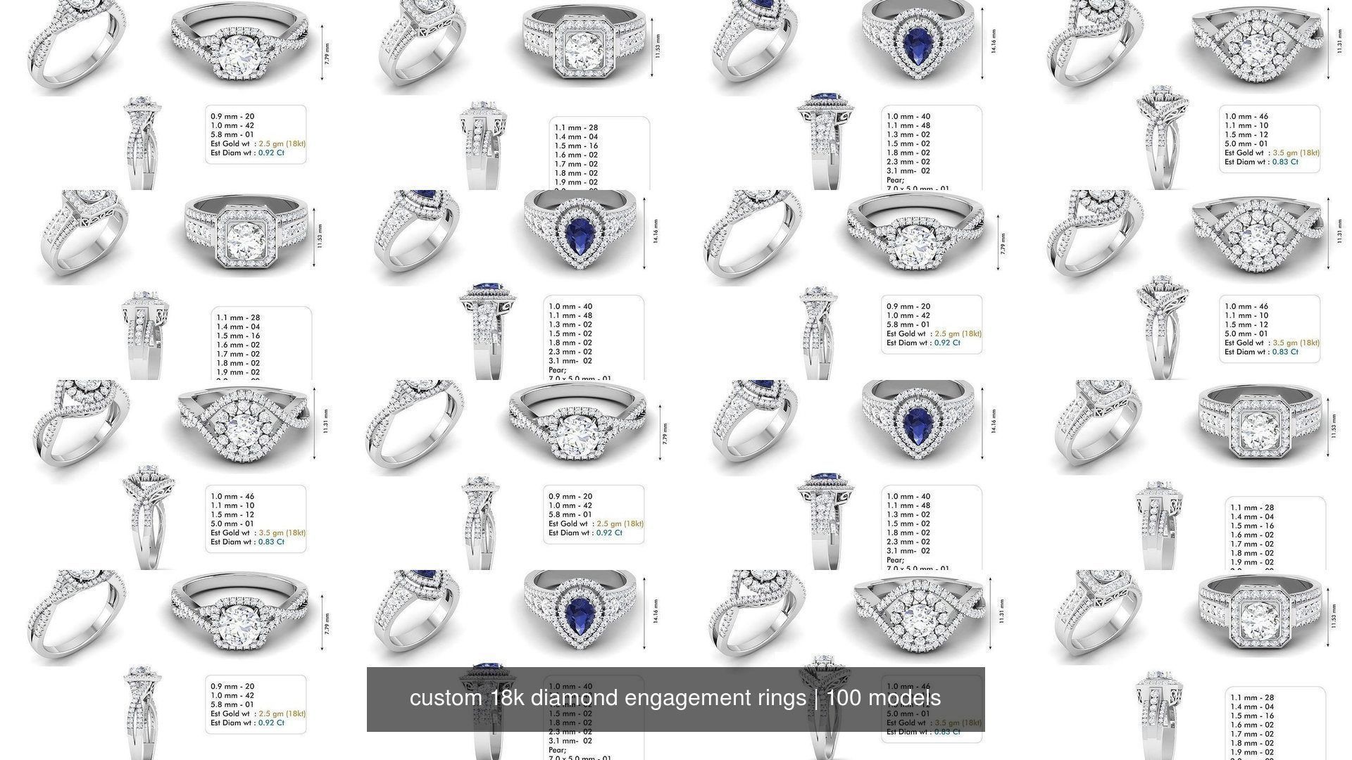 custom 18k diamond engagement rings 3D Model Collection_13