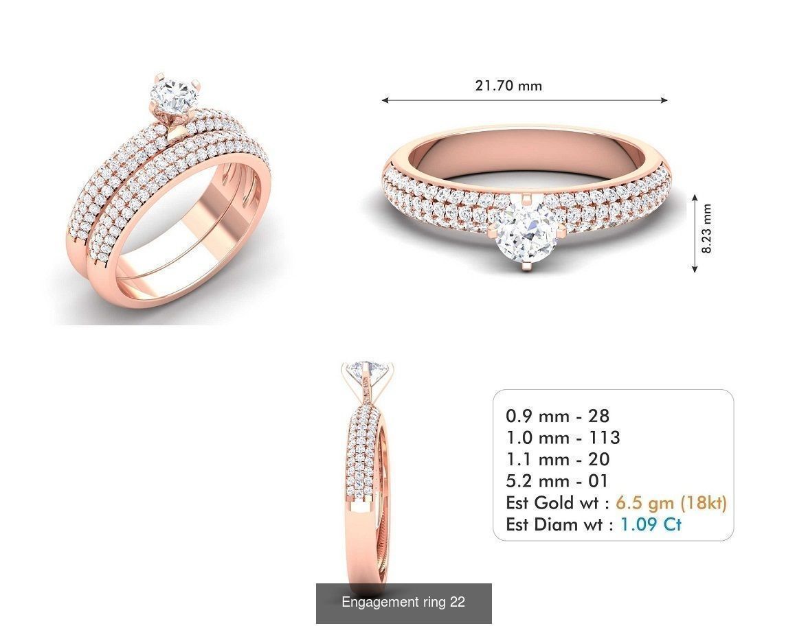 custom 18k diamond engagement rings 3D Model Collection_40