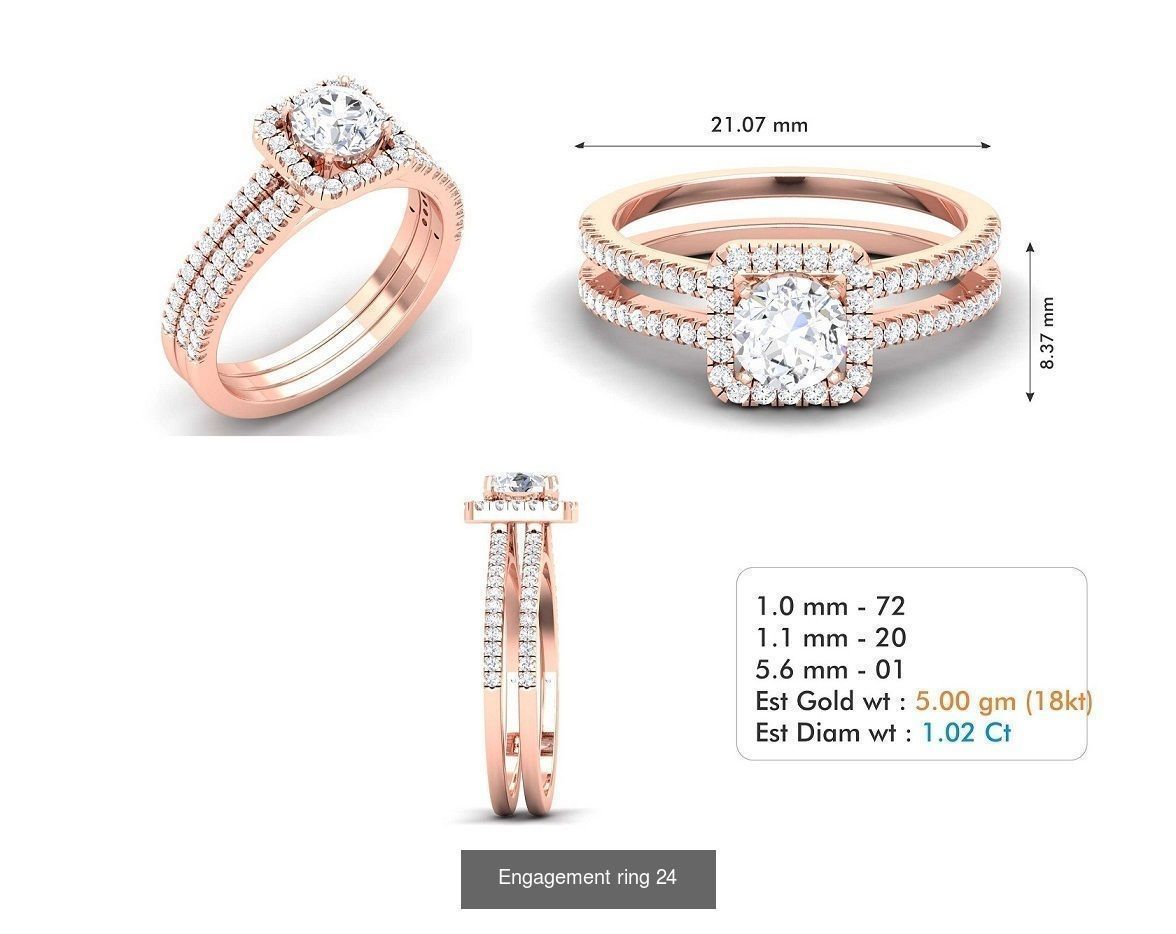 custom 18k diamond engagement rings 3D Model Collection_42