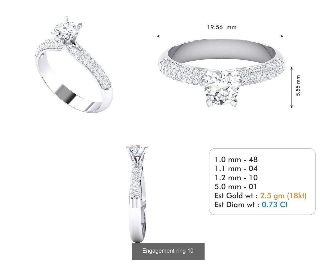 custom 18k diamond engagement rings 3D Model Collection_28