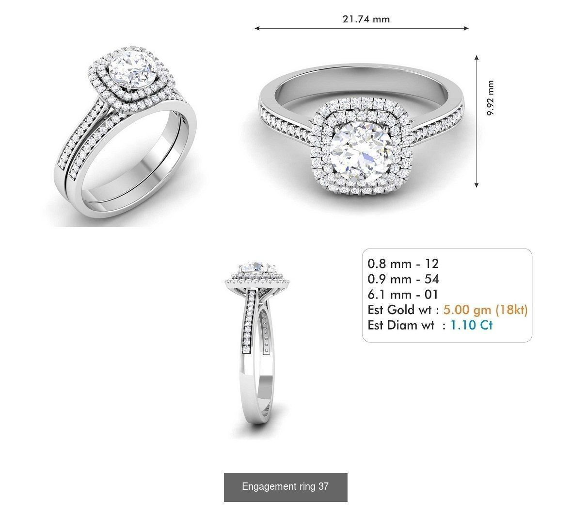 custom 18k diamond engagement rings 3D Model Collection_55