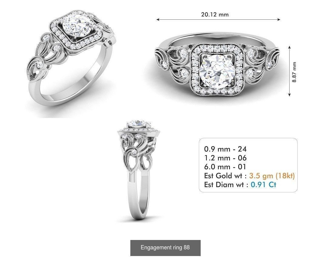 custom 18k diamond engagement rings 3D Model Collection_106