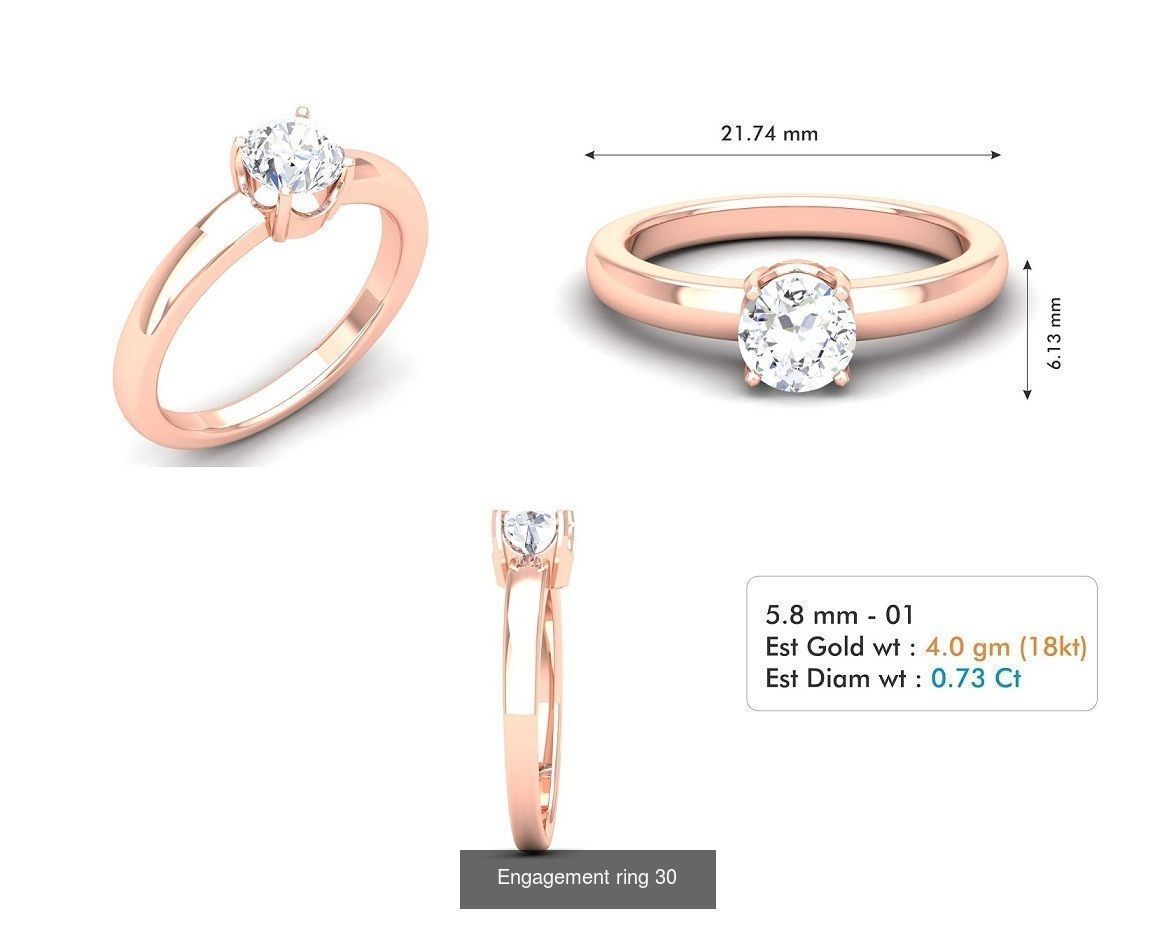custom 18k diamond engagement rings 3D Model Collection_48