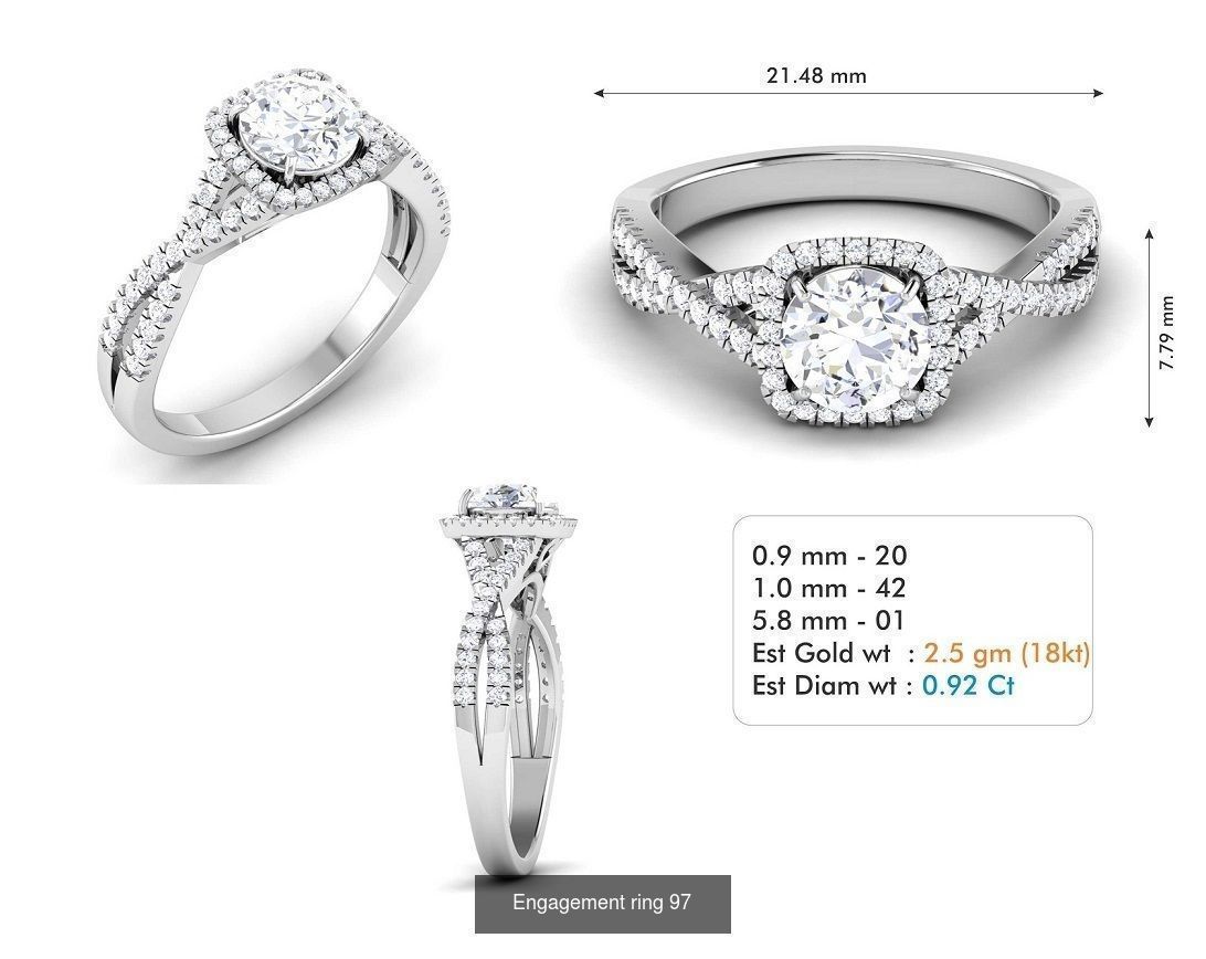 custom 18k diamond engagement rings 3D Model Collection_115