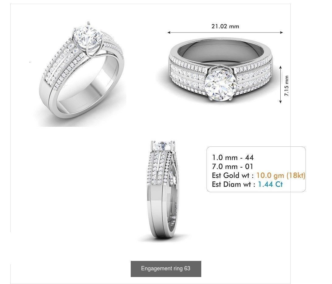 custom 18k diamond engagement rings 3D Model Collection_81