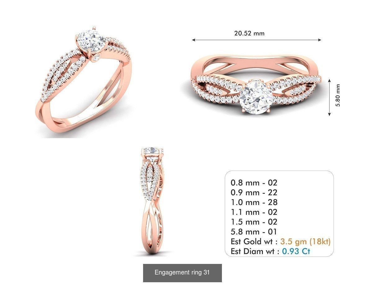custom 18k diamond engagement rings 3D Model Collection_49
