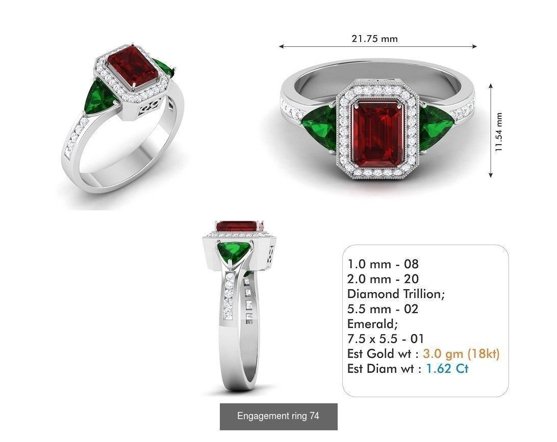 custom 18k diamond engagement rings 3D Model Collection_92