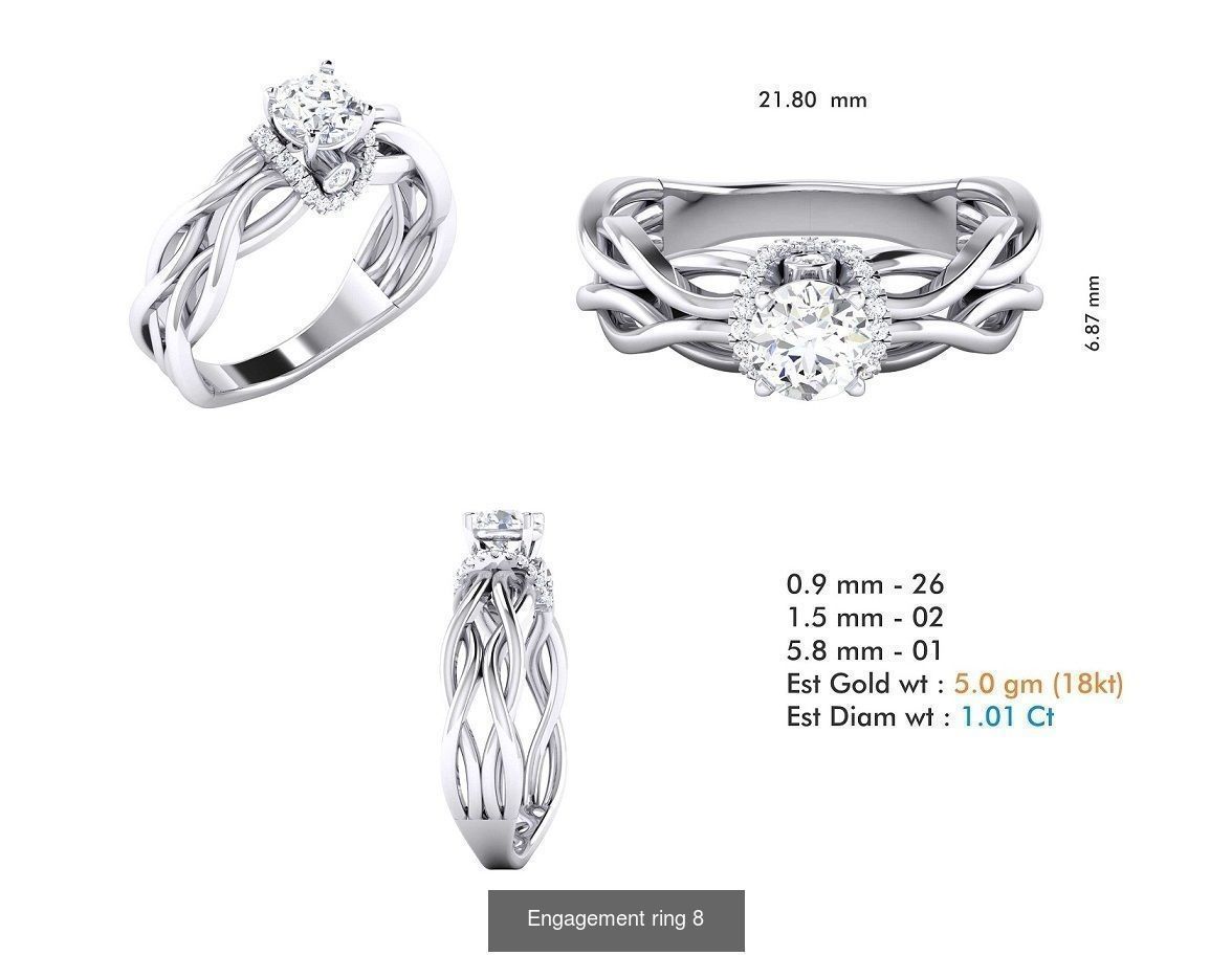custom 18k diamond engagement rings 3D Model Collection_26