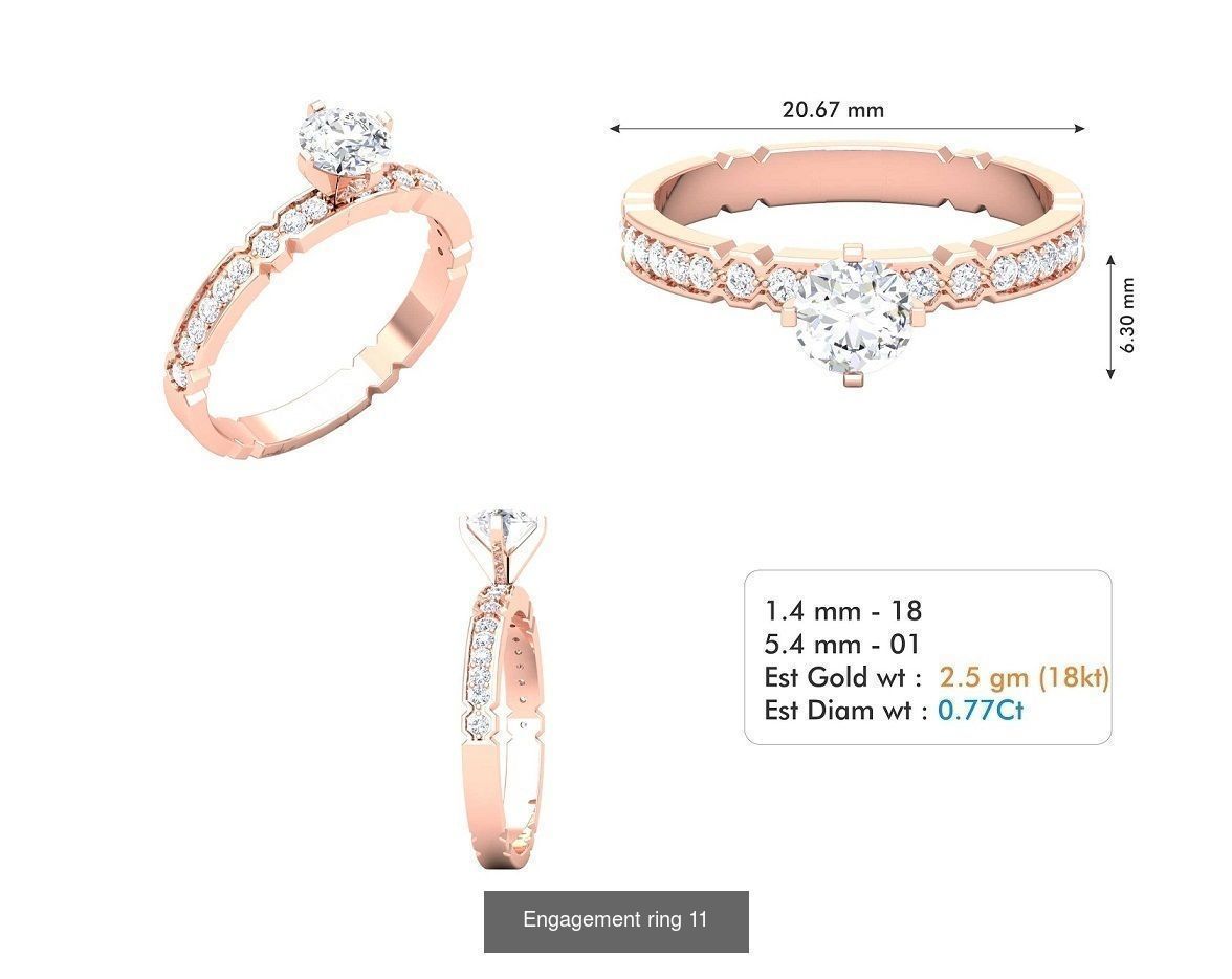 custom 18k diamond engagement rings 3D Model Collection_29